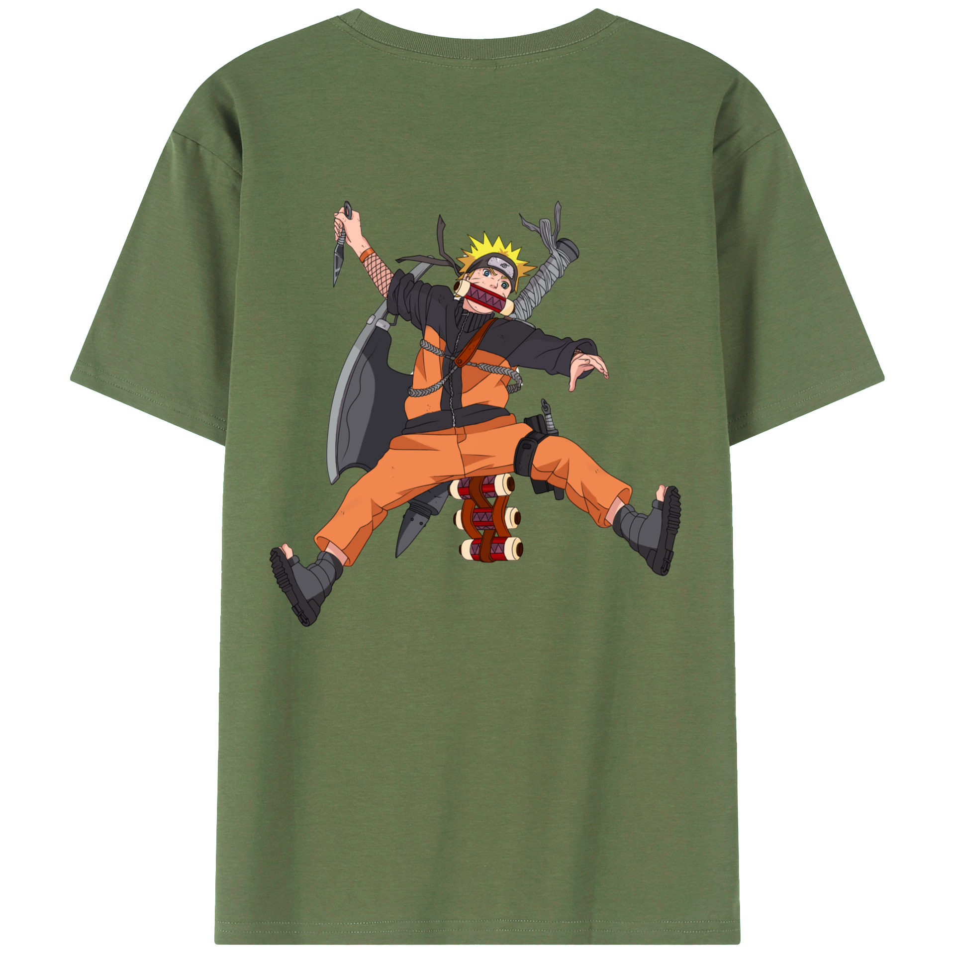 （画像用） NARUTO -ナルト- うずまき ナルト Uzumaki Naruto 綿100％ メンズ半袖Tシャツ（バックプリント） 通気性